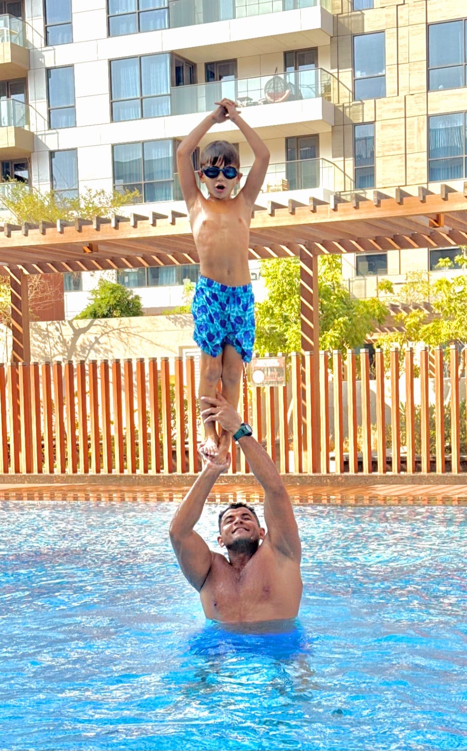Private swimming lesson with coach at home pool in Abu Dhabi
